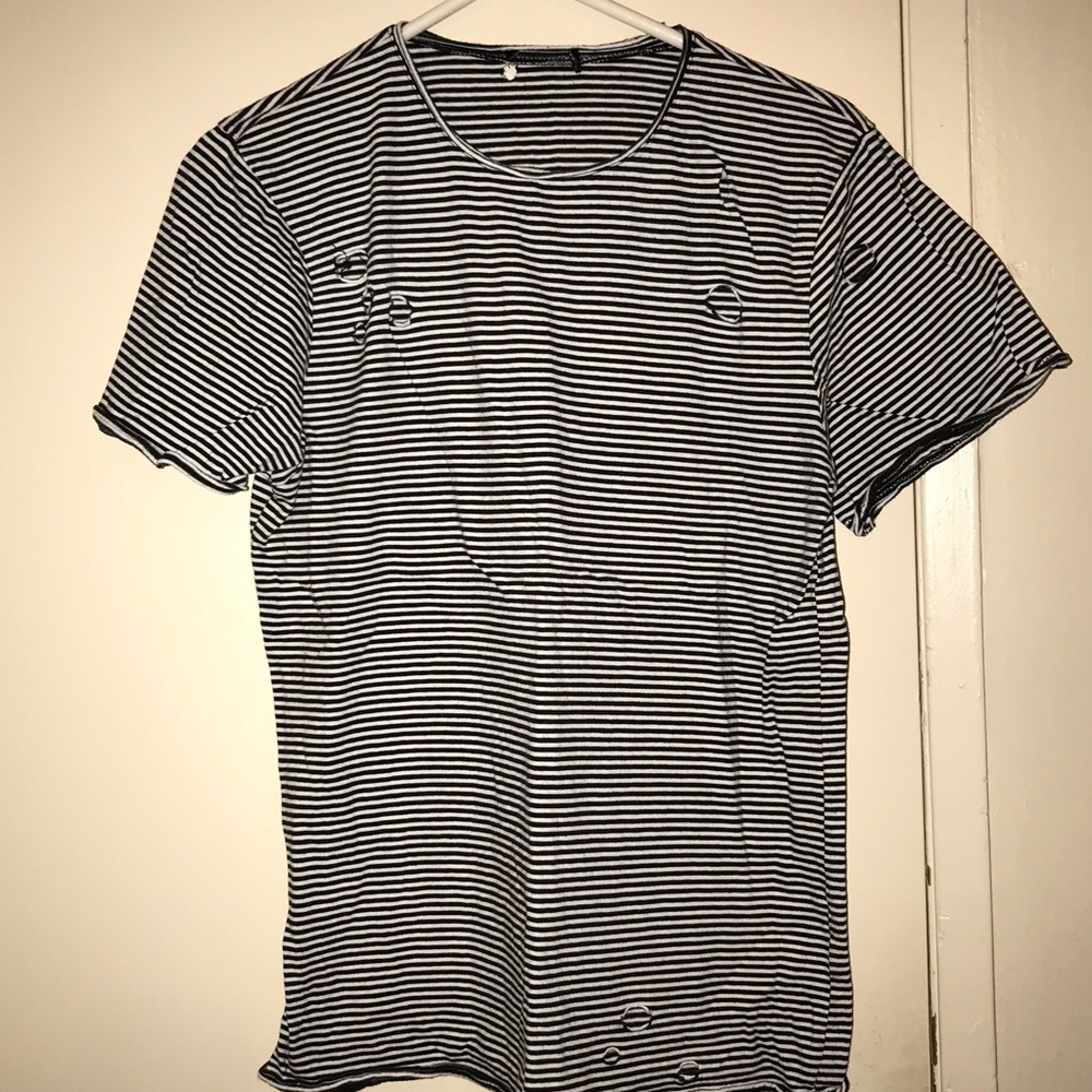 Forever 21 Distressed Stripe T-Shirt